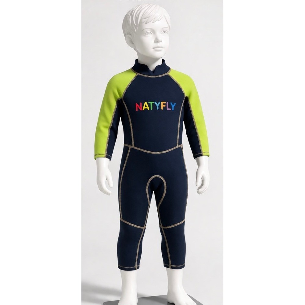 Natyfly Kids Wetsuit 2.5mm Neoprene Full Body Swimsuit Boys Girls Blue Green